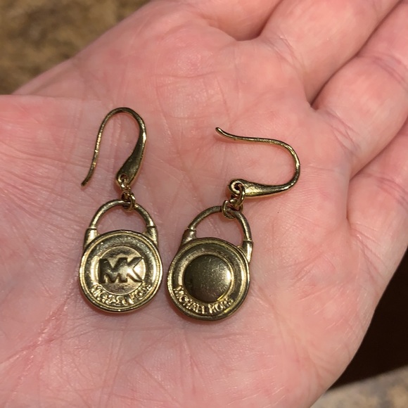 EUC Michael Kors Gold or Silver Lock Dangle Earrings - Picture 5 of 8